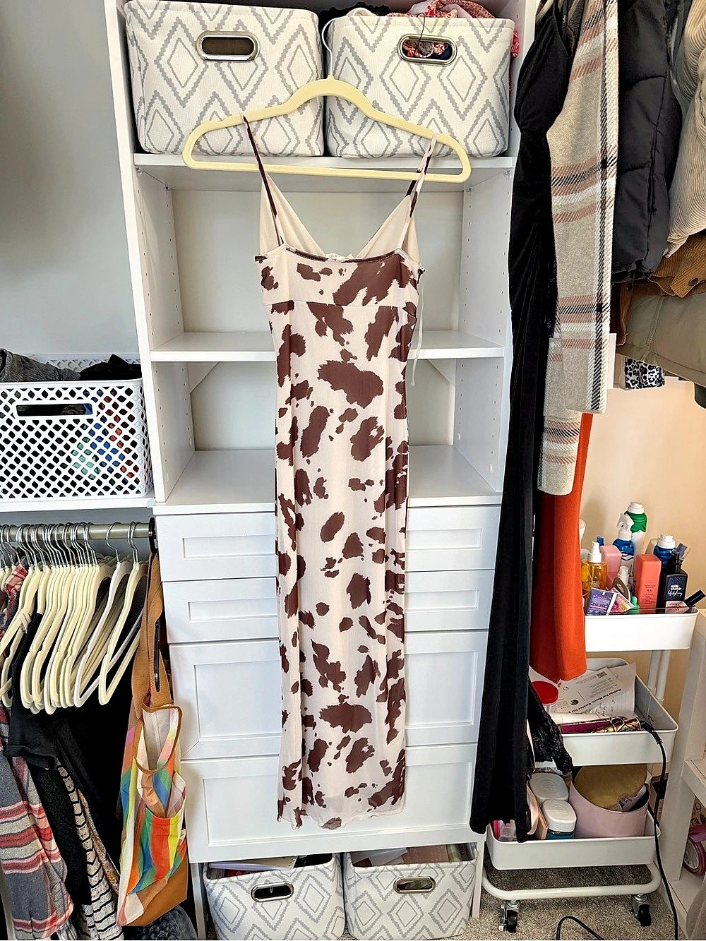 See You Monday Brown & Cream Animal Print Maxi Dress Size XS NWT